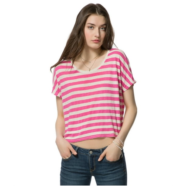 AEROPOSTALE Womens Neon Striped Graphic T-Shirt 